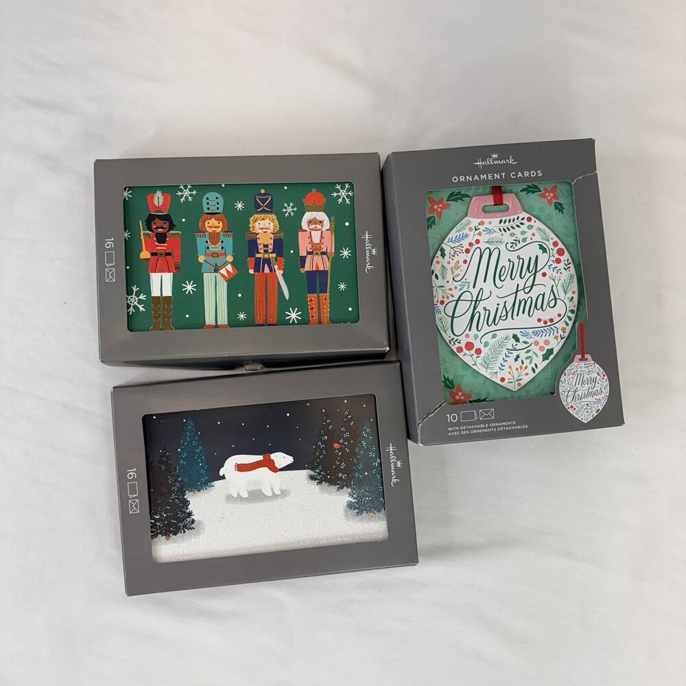 Hallmark Christmas Cards Bundle Of 3 Boxes New And 1 New Open Box 42 cards total